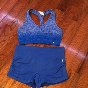 Blue fitted workout set